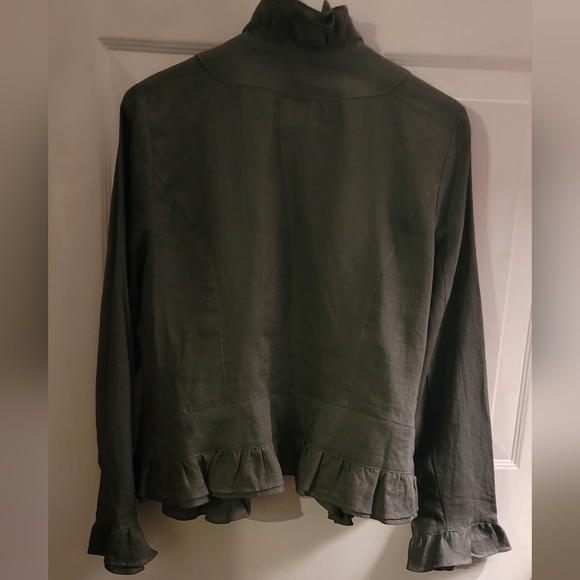 Willi Smith NWOT Linen Ruffle Trim Jacket - Picture 2 of 7